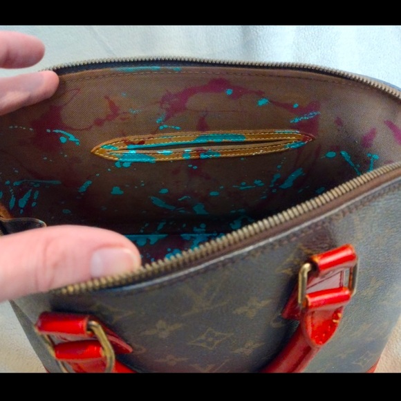 Preloved Authentic Louis Vuitton Alma Bag red trim & surprise interior design - Picture 5 of 11